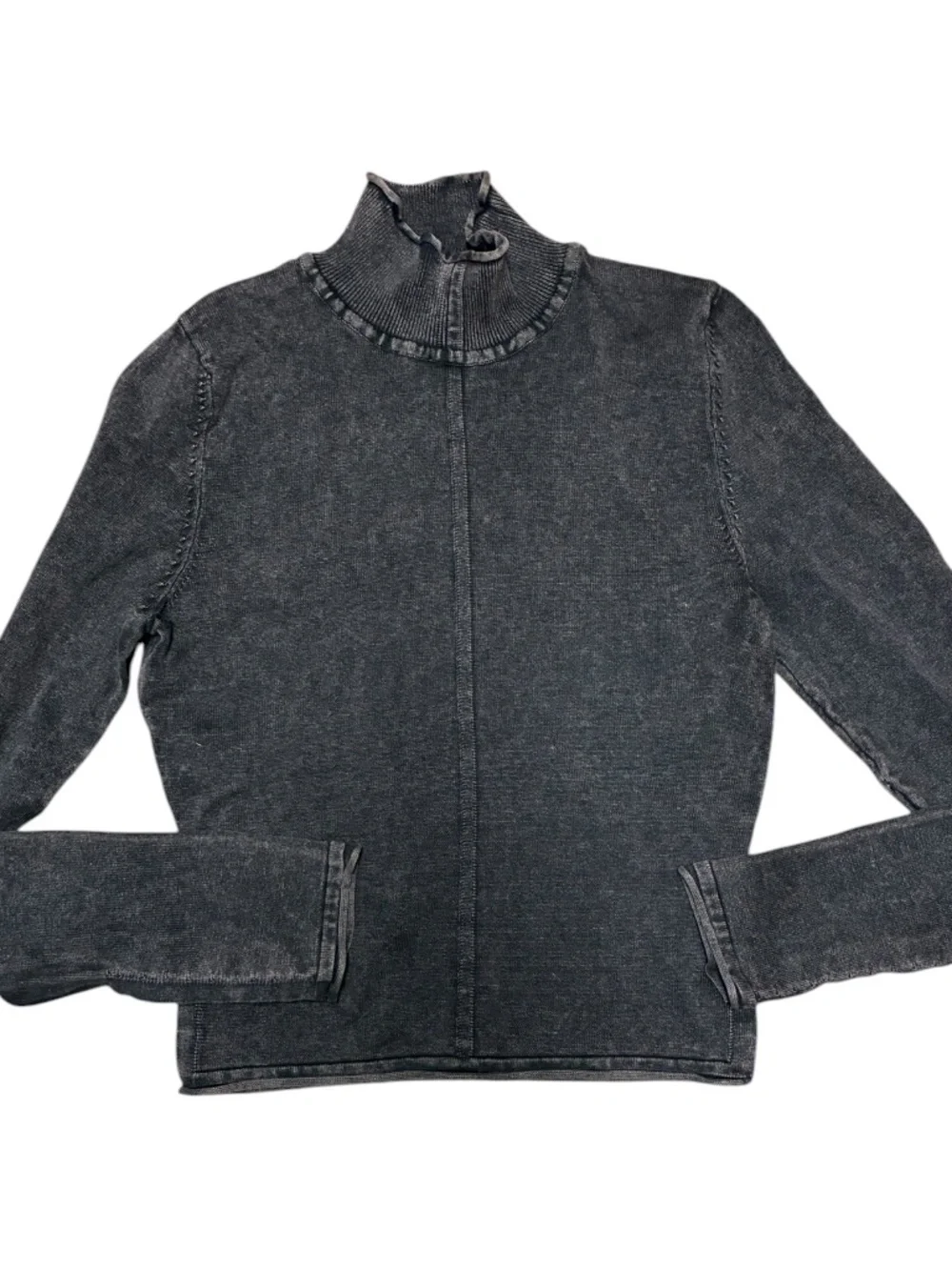 ZARA Ribbed mock Neck Long Sleeve shirt Hook & Eye Closure Gray Size Medium